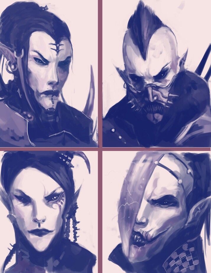 four different pictures of the same character from star wars, including two men with horns and one