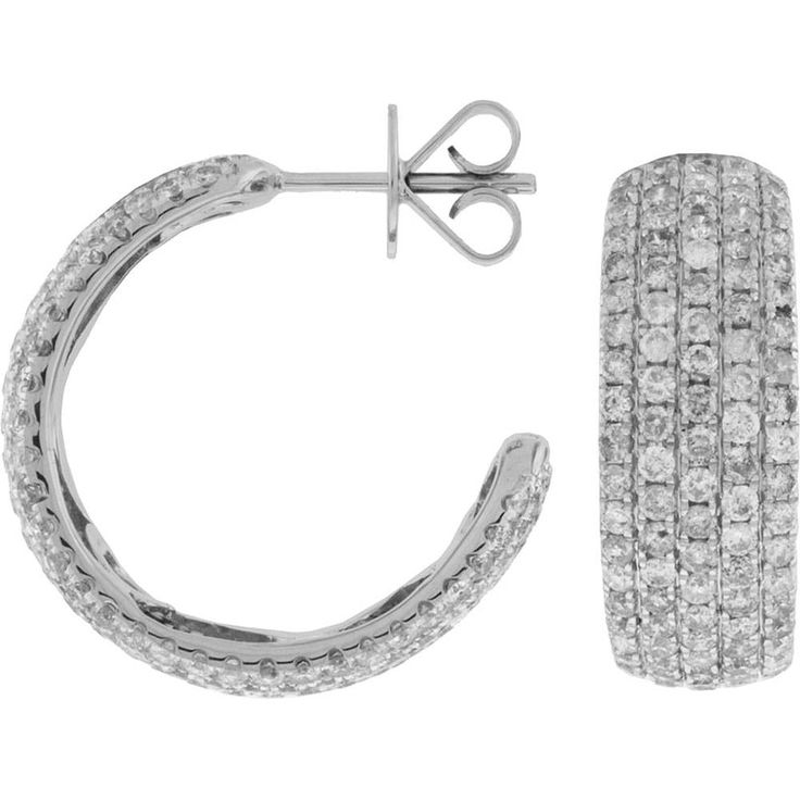 Royal 14K White Gold 20mm Diamond Hoop Earrings - 2.90 Carat Total Diamond Weight Luxury Round Hoop Earrings With Brilliant Cut, Luxury Diamond White Hoop Earrings With Channel Set, Luxury Brilliant Cut Hoop Earrings, Luxury Round Brilliant Cut Hoop Earrings, Dazzling Diamond White Hoop Earrings With Pave Setting, Luxury Round Huggie Earrings With Pave Setting, Luxury Diamond White Hoop Earrings With Pave Setting, Luxury Diamond Hoop Earrings With Pave Setting, Diamond Hoop Earrings With Pave Setting