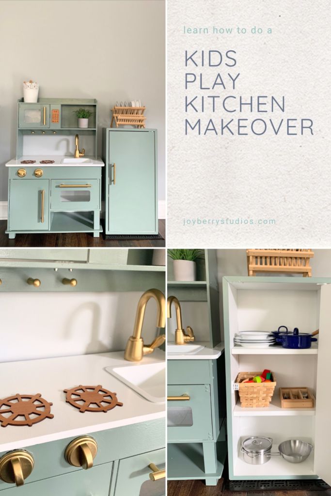 there are pictures of kids play kitchen makeover