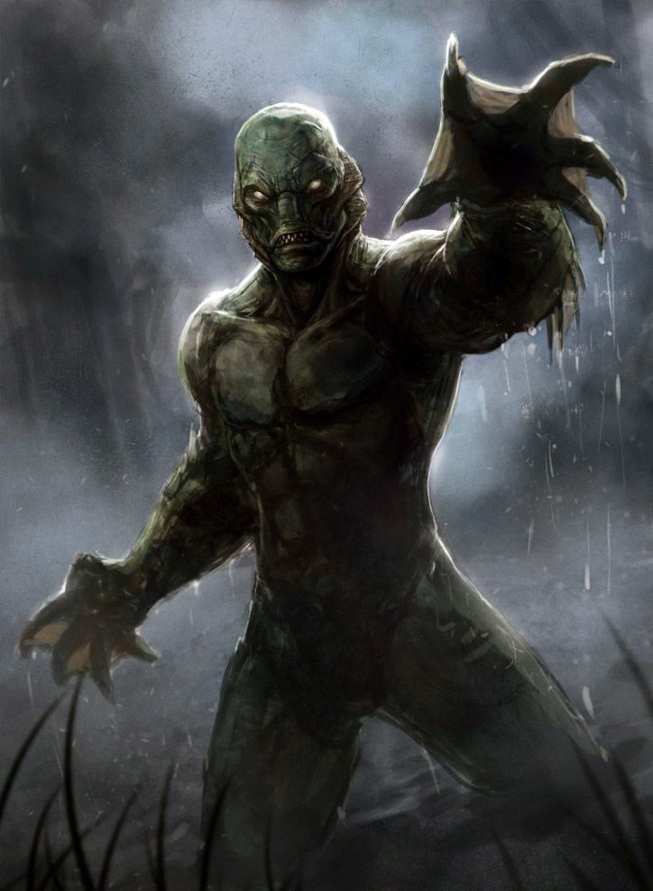 a creepy creature in the rain with his arms outstretched