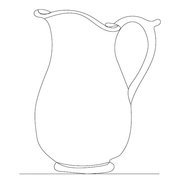 a line drawing of a pitcher on a white background, with the bottom half drawn