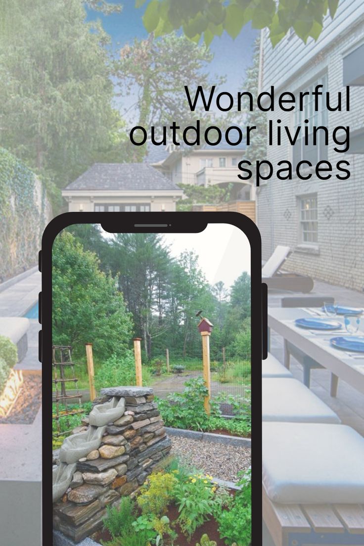 an outdoor living space is shown with text overlaying it that reads wonderful outdoor living spaces