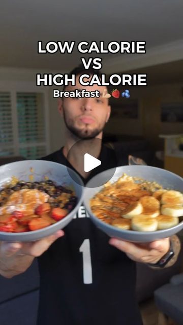 a man holding two bowls filled with food