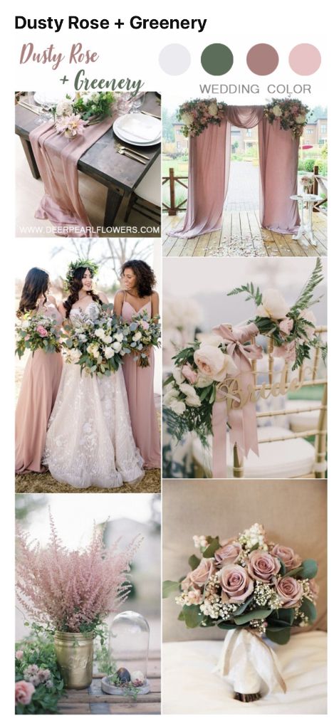 pink and green wedding color palettes for the bride's bouquet, bridal