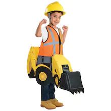 a young boy dressed as a construction worker