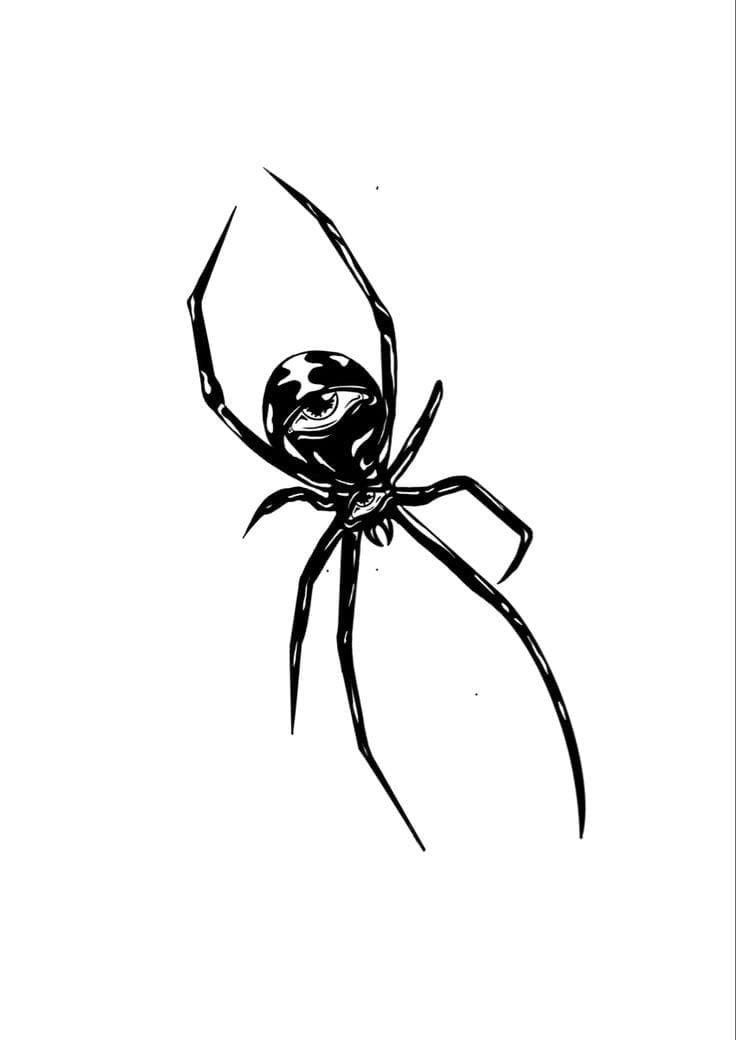 a black and white drawing of a spider