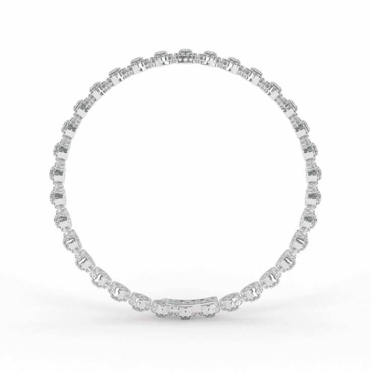 Introducing our exquisite Diamond Tennis Bracelet, a radiant embodiment of timeless elegance and sophistication. This bracelet is a harmonious fusion of classic design and brilliant craftsmanship, meticulously created to adorn your wrist with captivating beauty. At the heart of this stunning piece are scintillating diamonds, each expertly selected for its exceptional quality and dazzling brilliance. These diamonds are meticulously set in a continuous, unbroken line, showcasing their fire and spa White Gold Brilliant Cut Bangle For Anniversary, Elegant Oval Bangle With Single Cut Diamonds, White Gold Diamond Cut Bangle Bracelet, Sterling Silver Diamond-cut Bangle, Oval White Gold Bracelets With Single Cut Diamonds, Anniversary Bangle With Brilliant Cut, Elegant Jewelry With Halo Design And Round Band, White Gold Brilliant Cut Bangle Jewelry, White Gold Round Band Bracelet For Anniversary