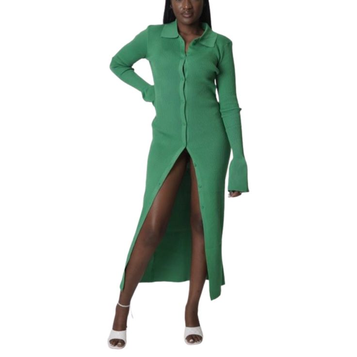 Long Oversize Sleeve For A Unique Look . Wide Collar . Button Down To Your Desire Of A Half Split Or Full Button Down Below Knees. Heels Or Sneakers The Sophie Dress Is Here For It . Green Long Sleeve Midi Dress With Button Closure, Green Button-up Winter Dress, Fitted Green Shirt Dress With Button Closure, Green Buttoned Shirt Dress For Party, Fitted Trendy Shirt Dress With Button Closure, Long Sleeve Dresses With Snap Buttons, Trendy Fitted Shirt Dress With Button Closure, Trendy Green Dress With Buttons, Green Long Sleeve Shirt Dress With Button Closure