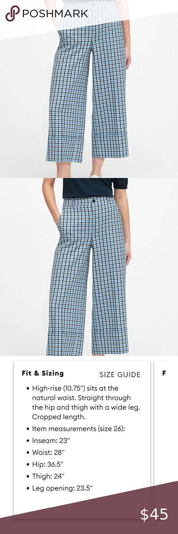 Gorgeous Blake High Rise wide-leg cropped pants Luxurious Plaid wide-leg cropped pants Banana Republic Pants & Jumpsuits Wide Leg Blue Cropped Wide Leg Cotton Pants, Blue Cropped Wide Leg Workwear Pants, Blue Cropped Leg Bottoms For Day Out, Blue Cropped Wide Leg Pants For Workwear, Blue Wide Leg Pants For Daywear, Spring Workwear Blue Capris, Blue Ankle-length Daywear Bottoms, Blue Ankle-length Pants For Daywear, Blue Spring Workwear Capris