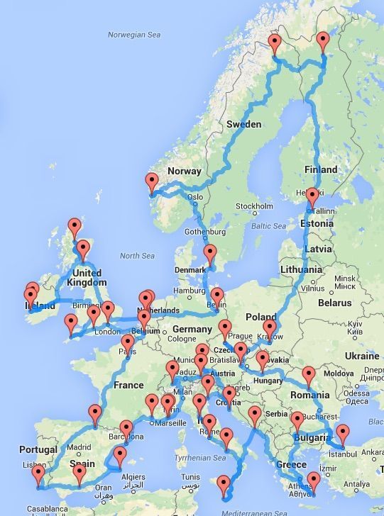 a map that shows the locations of all major cities in europe and where they are located