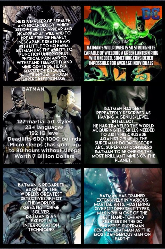 an image of batman's character list for the upcoming dc comics movie, which is in