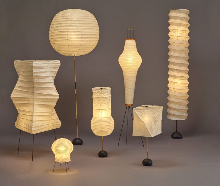 a group of lamps that are sitting next to each other