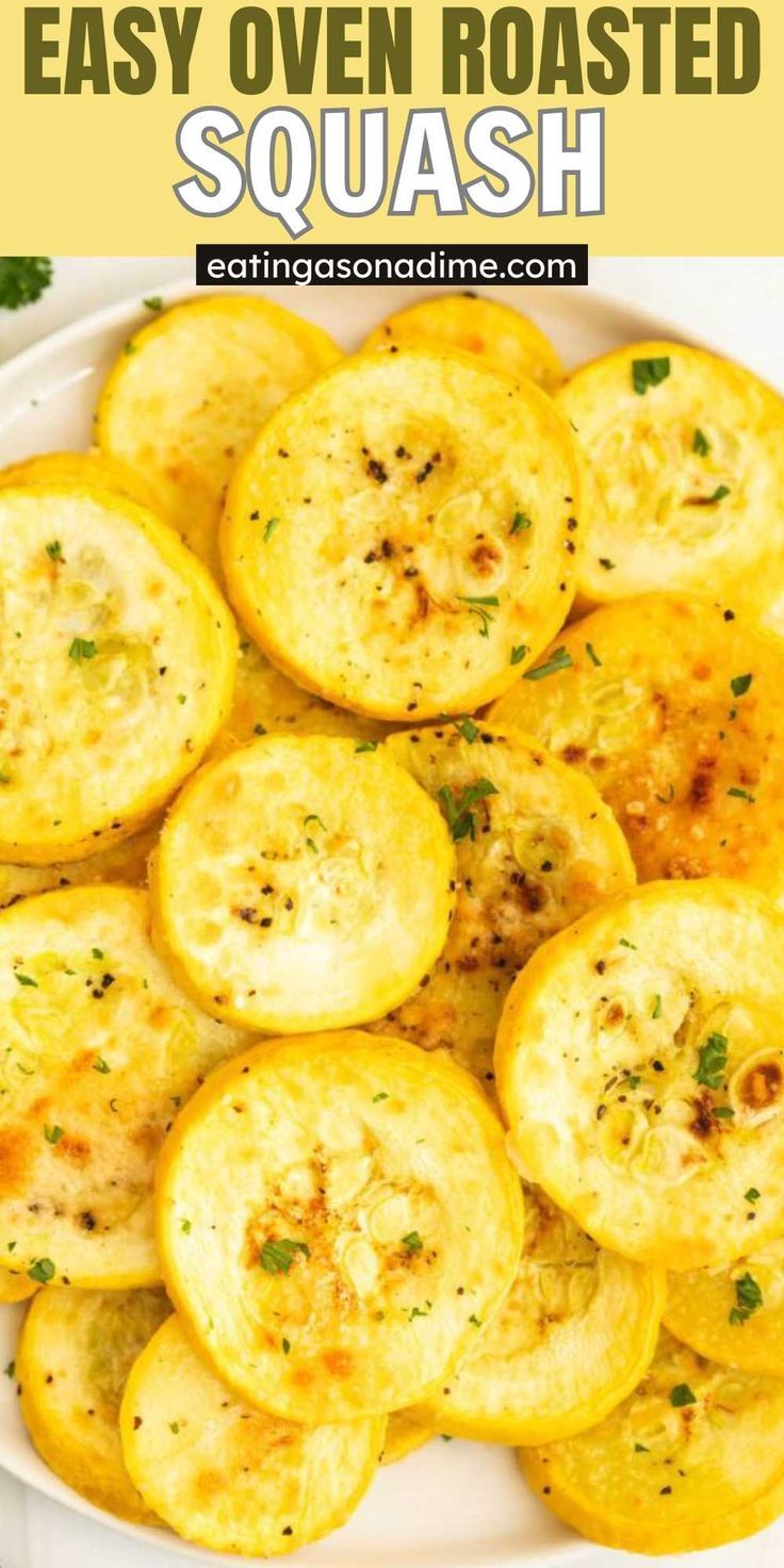 an easy oven roasted squash recipe in a white bowl with parsley on the side