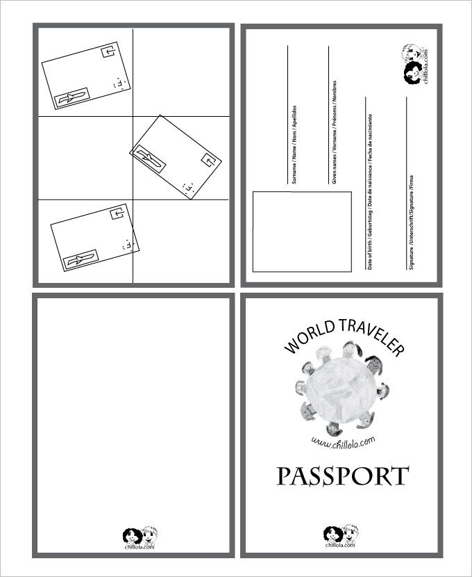 the world traveler's passport is shown in this printable book, which includes four pages