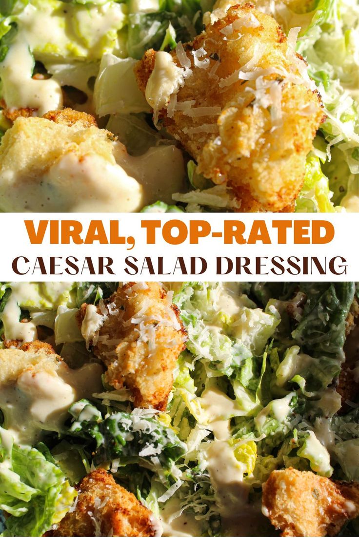 Creamy caesar salad dressing on romaine noodles with croutons. Cesar Dressing Creamy, Craser Dressing, Best Caesar Salad Dressing Recipe, Cesar Dressing With Anchovy, Johnny B Caesar Dressing, Ceaser Salad Dressing Homemade No Anchovies, Garlic Caesar Salad Dressing, Creamy Ceaser Dressing Without Anchovies, Ceasar Vinaigrette Dressing