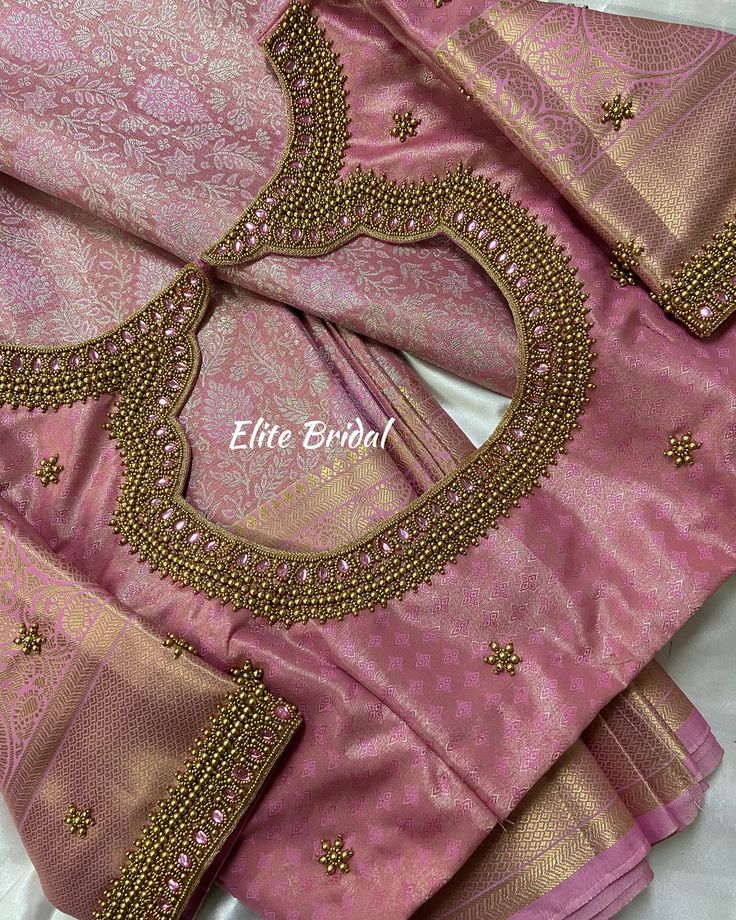 Customised Simple work blouse by elite bridal 💓 Bridal Hand Work Blouse Design Latest, Blouse Back Neck Work Designs, Heavy Hand Work Blouse Designs, Saree Blouse Hand Work Designs Latest, Simple Maggam Work Neck Designs, Wedding Blouse Designs Simple, Bridal Simple Blouse Designs, Blouse Embroidery Simple, Aari Work Blouse Back Neck Design Latest