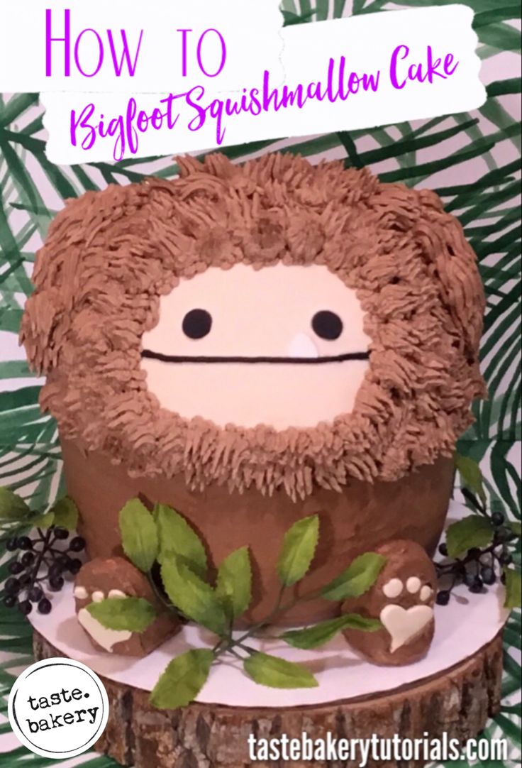 a cake that has been made to look like a lion on top of a tree stump