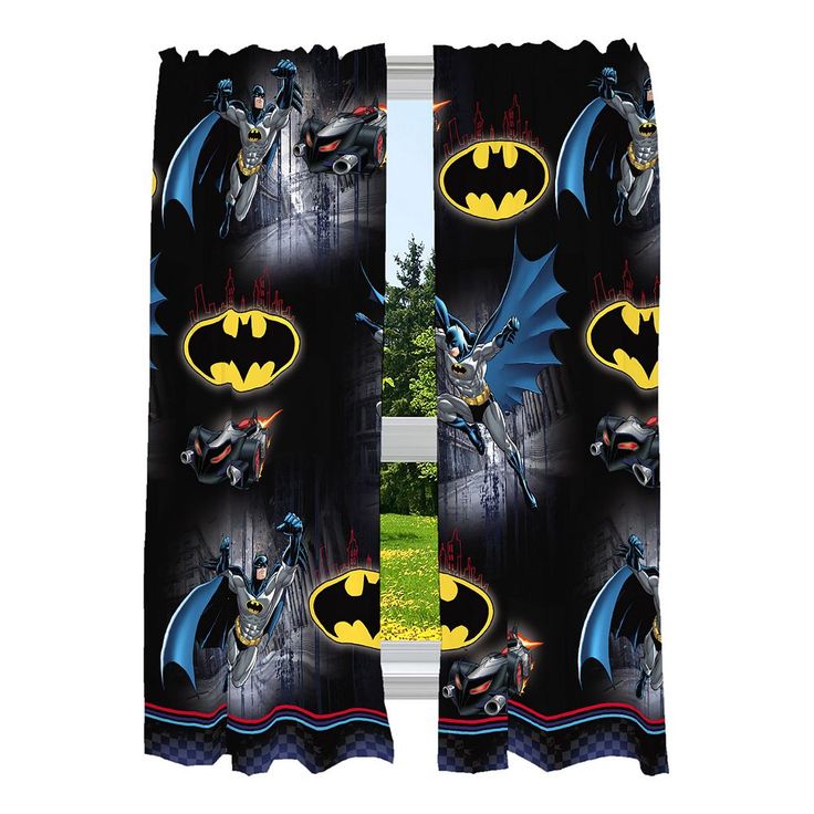 the batman curtains are ready to be hung up