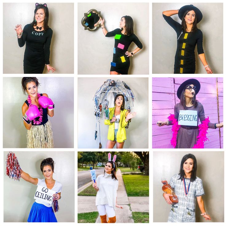 several photos of women dressed up in costumes