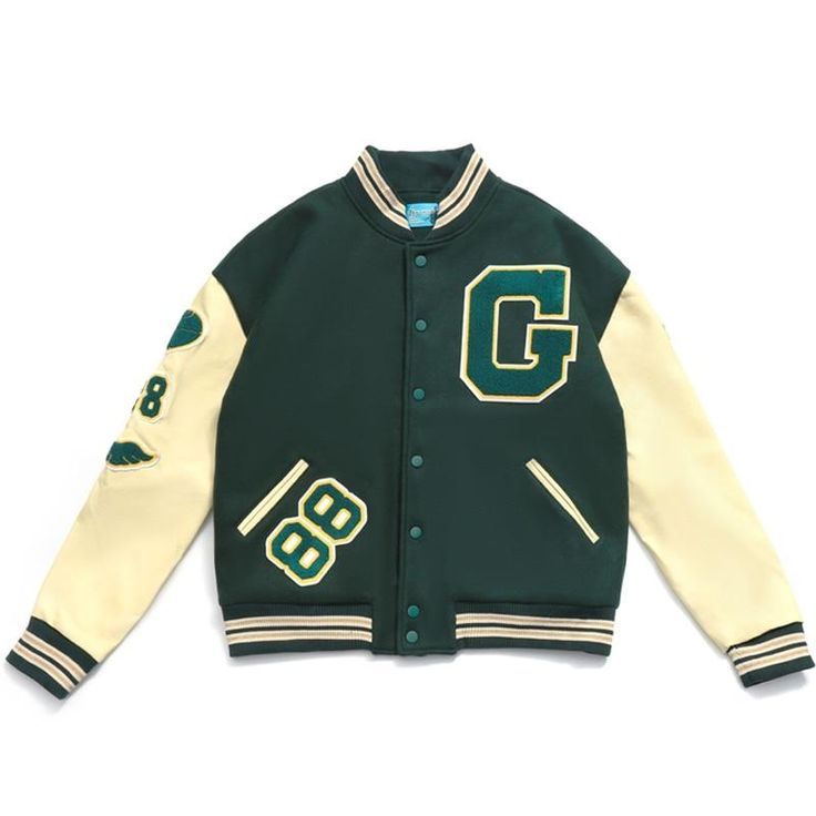 Varsity Jacket Green Varsity Jacket, Streetwear Couple, Baseball Jacket Men, Varsity Jacket Women, Street Jacket, College Jackets, Retro Jacket, Jersey Jacket, Letterman Jacket