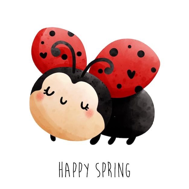 two ladybugs are hugging each other with the words happy spring