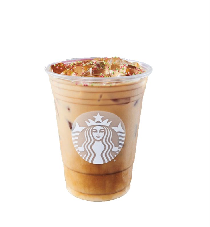 a cup of iced coffee with toppings on top