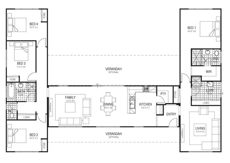 the floor plan for a two story house with three bedroom and an attached living area