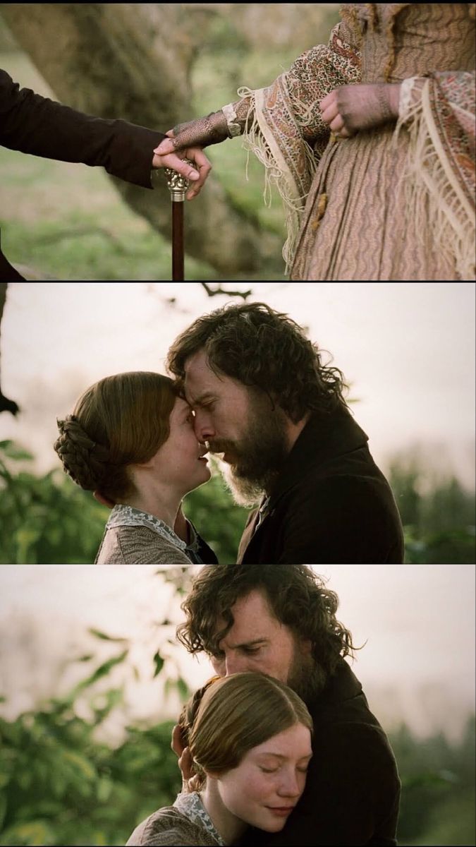 two people kissing each other in the middle of three different pictures, one is holding an umbrella