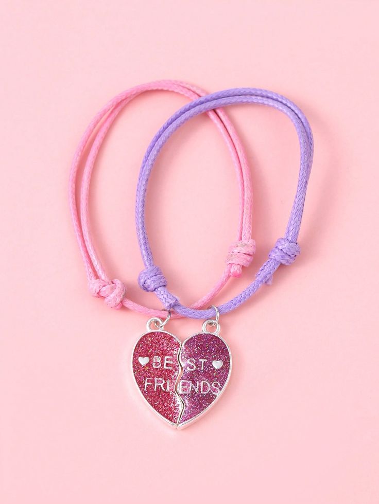 2pcs Bff Matching Heart Charm Bracelet For Best Friends Forever Multicolor    Zinc Alloy     Women Fashion Jewelry, size features are:Bust: ,Length: ,Sleeve Length: Best Friend Bracelets For 2, Bracelets Bff, Preppy Bracelets, Bff Jewelry, Bff Bracelets, Best Friend Bracelets, Pretty Jewelry Necklaces, Teen Jewelry, Bff Necklaces