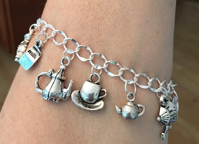 Thanks for Sharing! Tea Cup Jewelry, Teapot Earrings, Cup Charms, Vintage Turquoise Jewelry, Tea Jewelry, Silver Teapot, Silver Tea, Sterling Silver Charm Bracelet, Girl Things