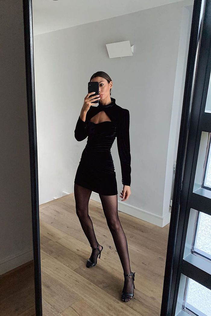 How to Wear Black Tights With All Your Dresses | Who What Wear Little Black Dress With Tights, Dress With Tights Outfit, Black Stockings Outfit, Outfits Party Night, Dresses With Black Tights, Black Tights Outfit, Tights Outfits, Wear Black Dresses, Dresses And Tights