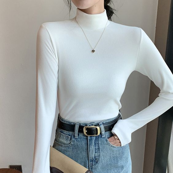 Very nice falls pretty much like S/M for bit oversized. Larger sizes can also Full Sleeve Tops For Women, Full Sleeves Top, Tops Korean, Full Sleeve Top, Full Sleeve Tshirt, Korean Casual, Collars For Women, Solid Clothes, Trendy Style