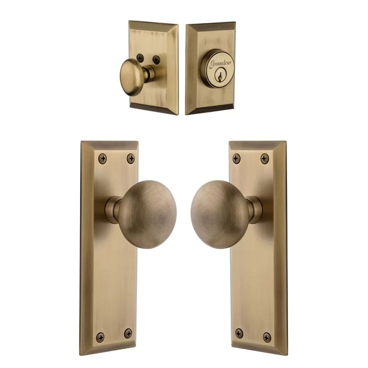 an image of two door handles and knobs