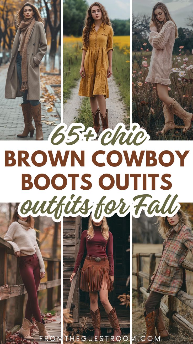 women wear brown cowboy boots outfits for fall, western outfits Brown Ankle Cowboy Boots Outfit, Brown Cowboots Outfit, Outfits For Brown Boots, Cowboy Boots And Jeans Outfit For Women, Outfits With Short Boots, Outfits With Brown Cowboy Boots, Brown Cowboy Boot Outfits, Brown Cowboy Boots Outfit Fall, Corral Boots Outfit