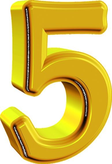 the number five is made up of shiny gold