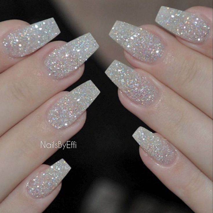 silver, glitter nails Ballerina Nails Designs, Gold Manicure, Silver Glitter Nails, Wedding Nails Glitter, Gel Nail Art Designs, Pink Gel, Pink Nail Art, Super Nails, Ballerina Nails