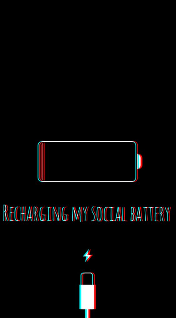 the text recharging my social battery appears to be red, white and blue