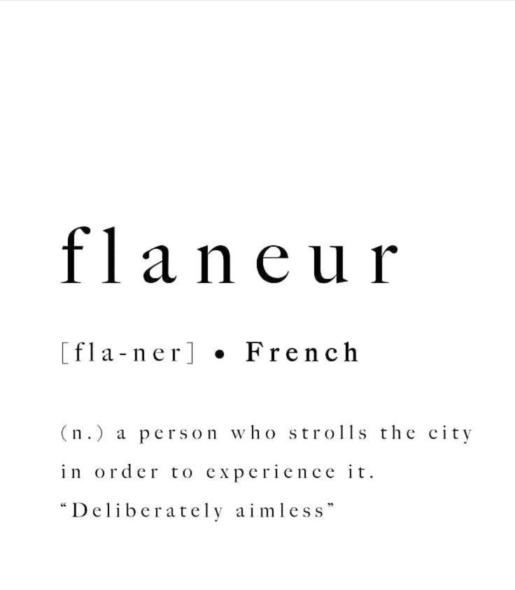 the words flaneur are in black and white