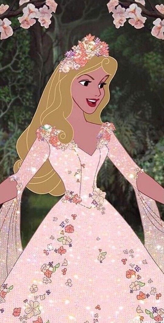 princess aurora from disney's the little mermaid in her pink dress with flowers on her head