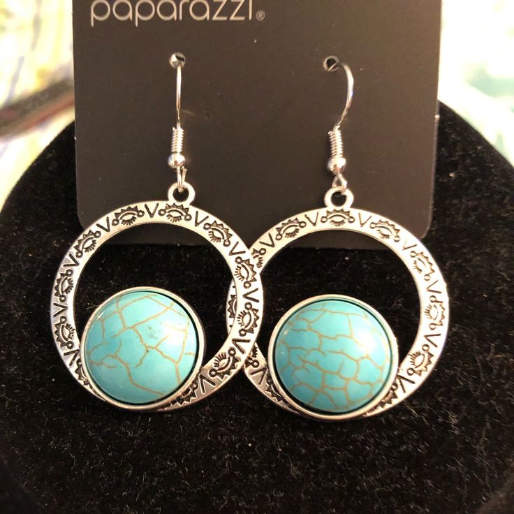 Earrings Chic Silver Earrings For Summer, Turquoise Jewelry For Party, Nickel-free Turquoise Jewelry For Parties, Trendy Blue Sterling Silver Earrings, Chic Silver Hoop Earrings For Summer, Summer Blue Metal Hoop Earrings, Elegant Turquoise Earrings For Summer, Chic Blue Jewelry For Summer, Nickel-free Turquoise Earrings For Party