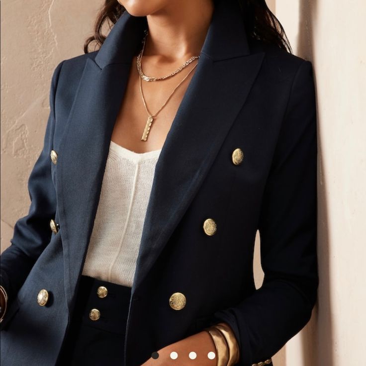 Brand New Navy Color Blazer Linen Blazers Women, Dark Blue Blazer, Grey Jacket Women, Black Wool Blazer, Tan Blazer, Satin Blazer, Skirt Suit Set, Grey Blazer, Career Wear