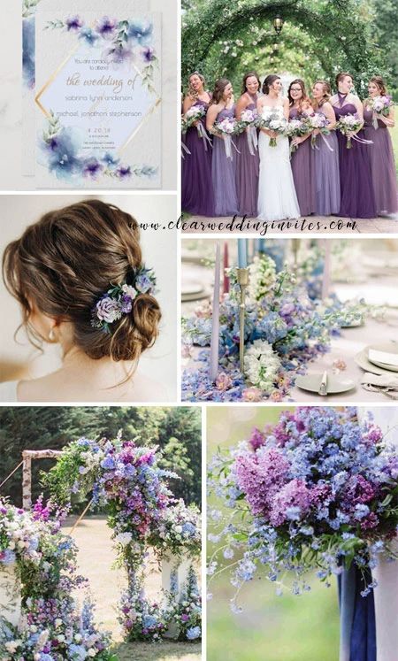 purple and blue wedding color palettes for the bride's bouquet, bridal