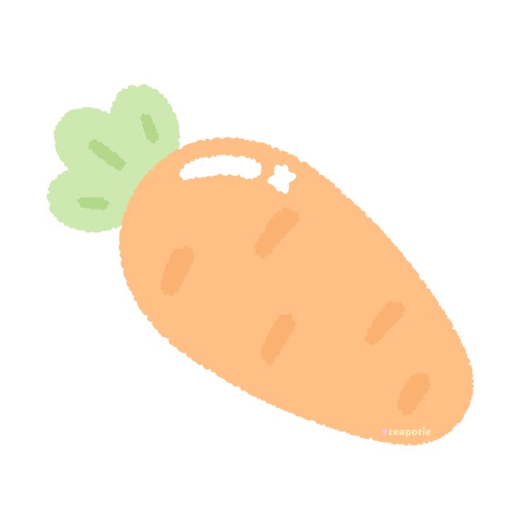 a drawing of a carrot with green leaves on it's top and bottom half