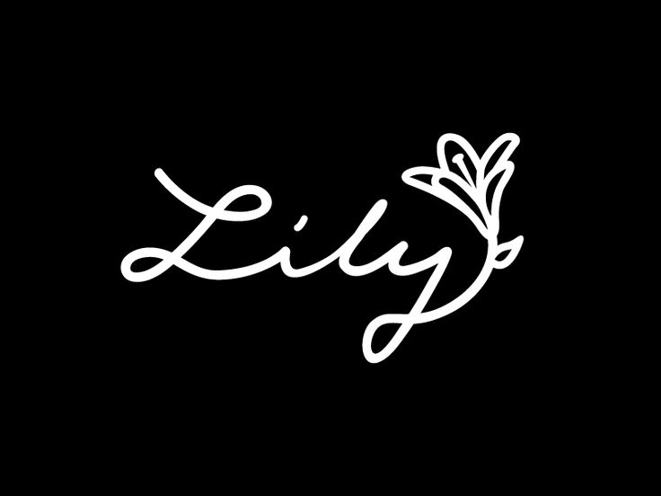 the word lily written in white on a black background