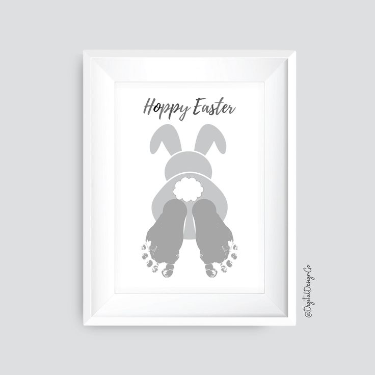 a white frame with the words happy easter and an image of a dog's paw