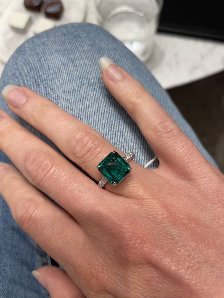 Panna Ring, Slytherin Jewelry, Emerald Watch, Emerald Ring Design, Ruby Ring Designs, Emerald Solitaire Ring, Ring Aesthetic, Ring Inspo, Popular Engagement Rings