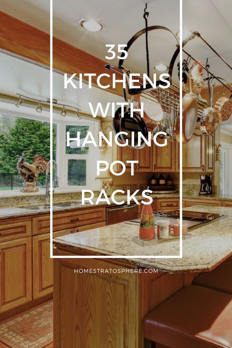 the kitchen with hanging pot racks is featured in this post - it - yourself photo