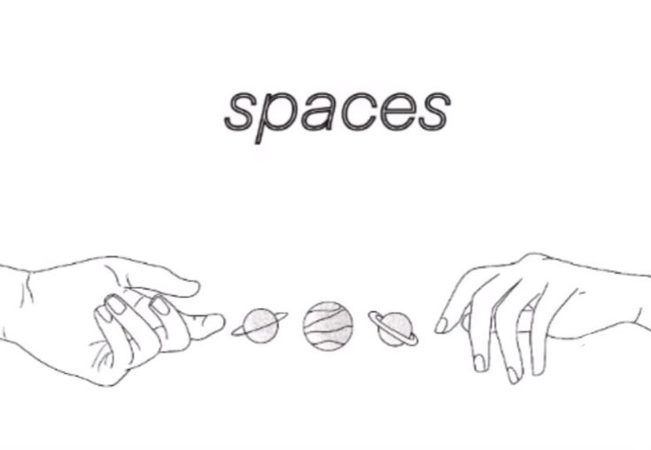 two hands touching each other with the word spaces above them