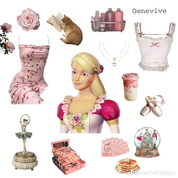 there are many different items in this photo, including dresses and shoes for barbie dolls