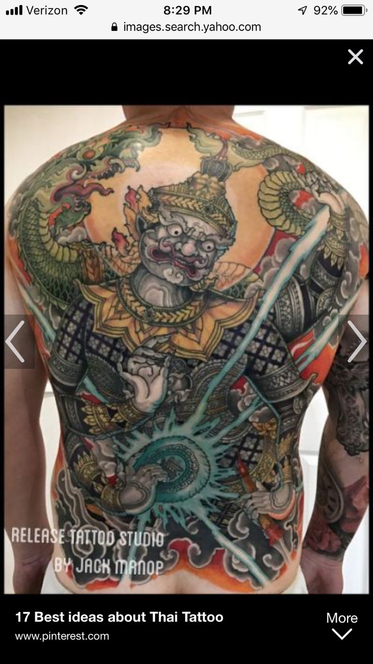 the back of a man with tattoos on his body